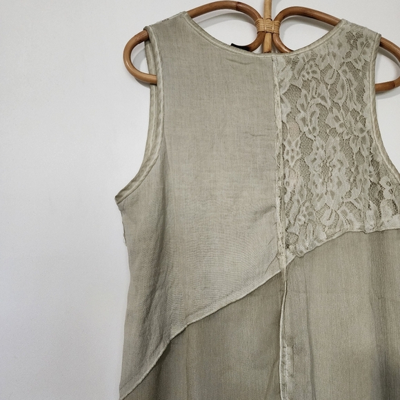 Vintage 90s pretty angel lace tan and creme shift dress - Picture 6 of 7